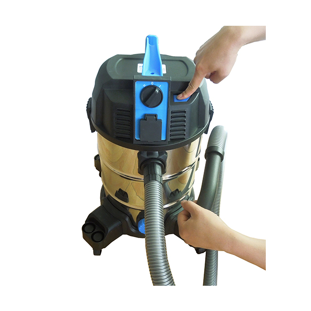 306 مكنسة كهربائية من الفولاذ المقاوم للصدأ سعة 35 لترًا للتنظيف الرطب والجاف مع زر دفع وتنظيف